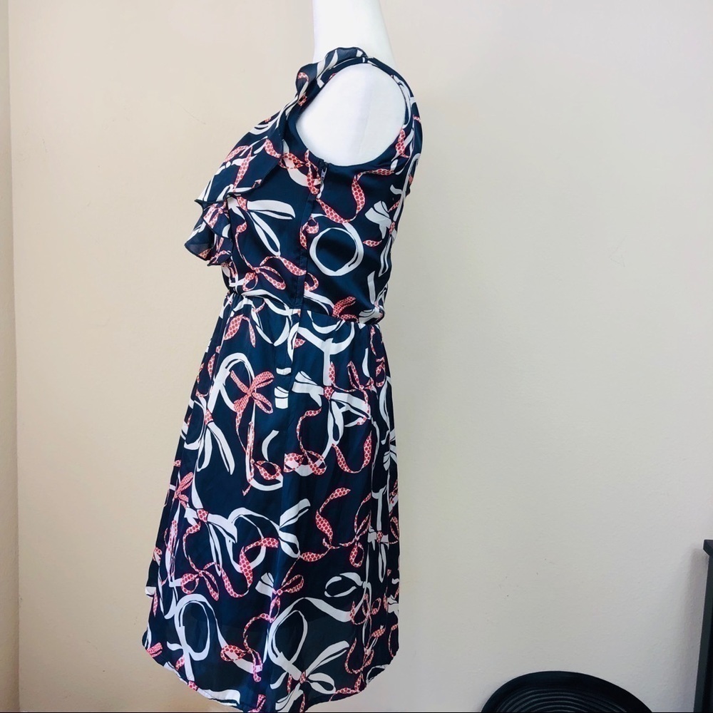 H&M Women's Red White Blue Ruffle V-Neck Dress 4 - Picture 4 of 8